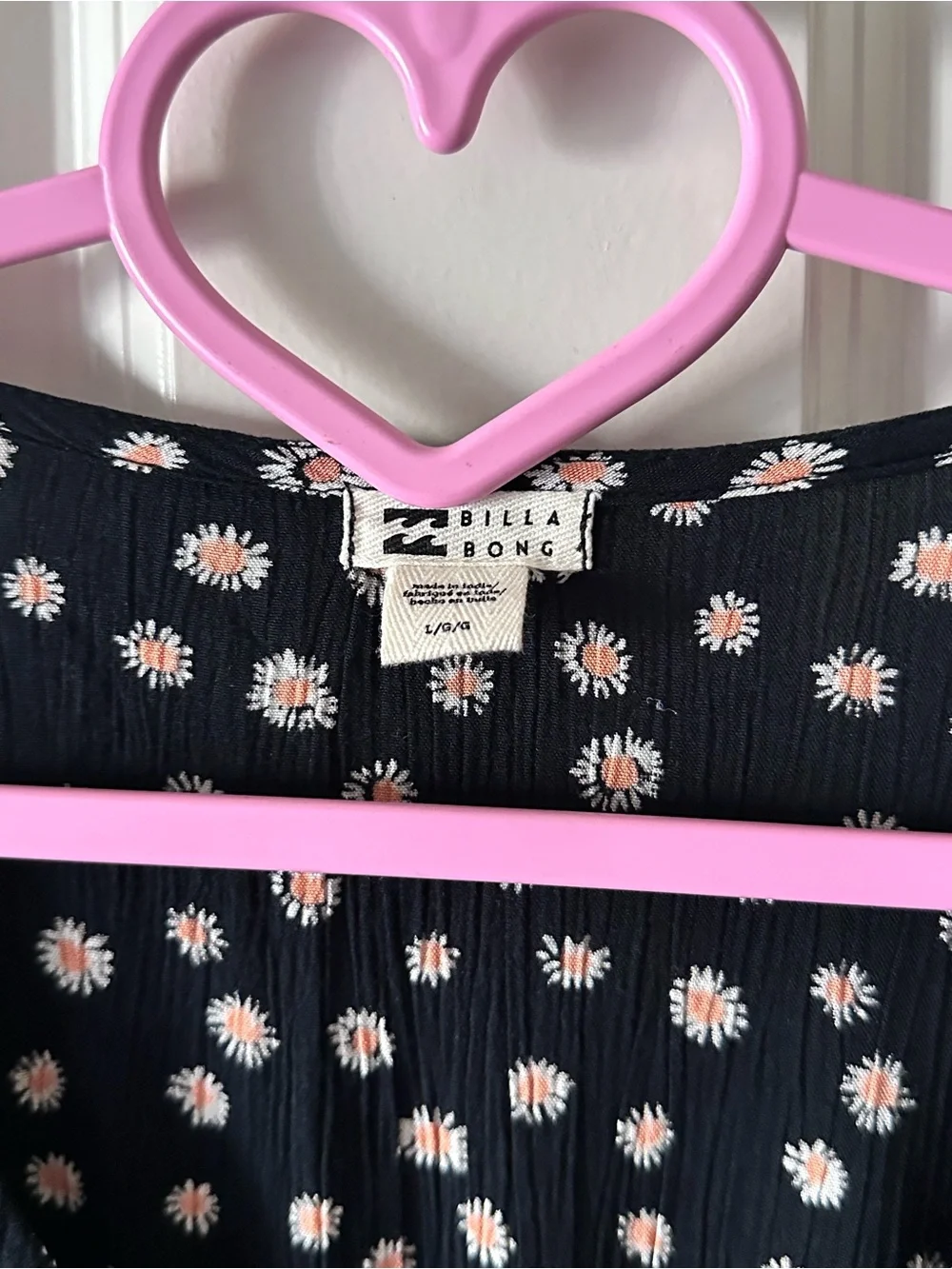 Billabong Girls Black Mini Dress Daisy Print V-Neck Ruffle Short Sleeves